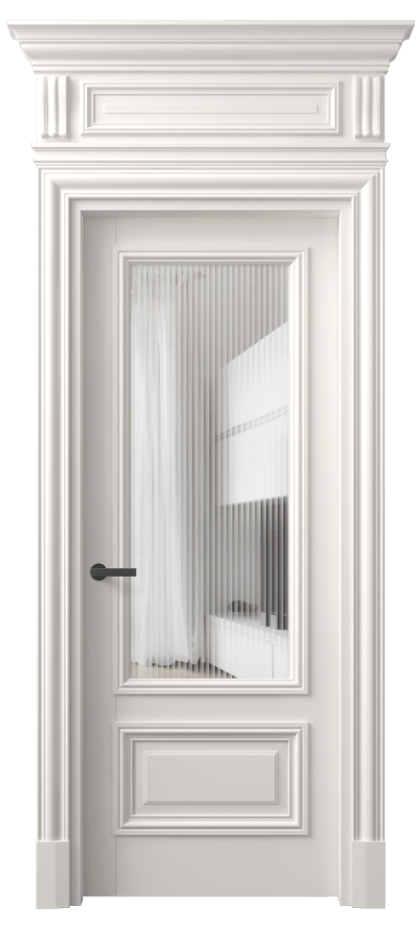 Межкомнатная дверь Antique 7306 Бук пудровый белый Рифлёное стекло "Moru", триплекс, 8 мм Цена 128983 ₽ | Volhovec