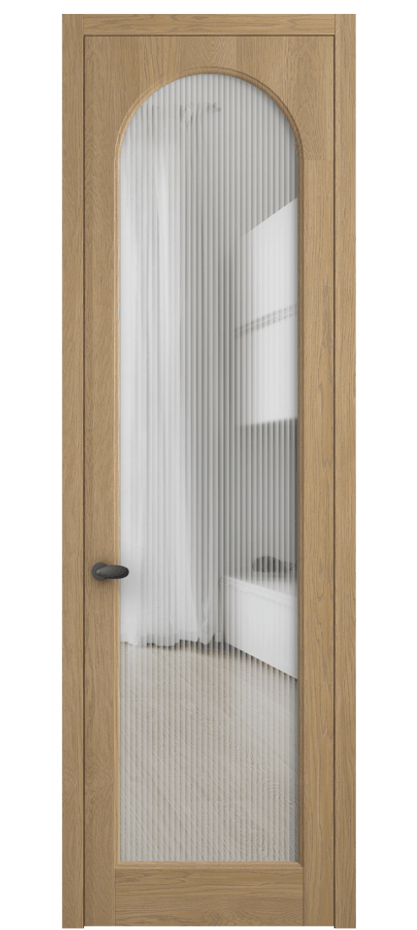 Межкомнатная дверь Палаццо 6804 Дуб соломенный матовый Рифлёное стекло "Мору", триплекс Цена 164040 ₽ | Volhovec
