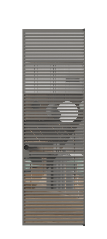 Алюминиевая дверь АЛПЛ040.07 Алюминий классический серый Рефлективное прозрачное стекло "Стопсол", калёное Цена 199890  | Volhovec