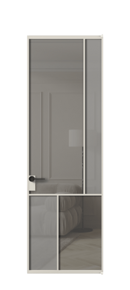 Межкомнатная дверь Mosaic АЛПЛ041.21 Алюминий облачно-серый Сатинированное серое стекло, триплекс, 6 мм + Прозрачное серое стекло, триплекс Цена 127772 ₽ | Volhovec