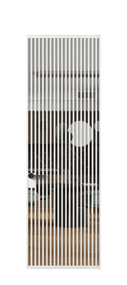 Алюминиевая дверь АЛПЛ040.06 Алюминий белоснежный Прозрачное стекло "Кристал Вижн", калёное Цена 209880  | Volhovec