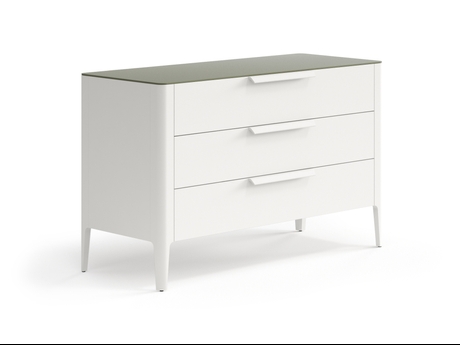 Мебель Комод Пьега 3 ящика. Цвет Матовый тёплый серый. Материал Гладкая эмаль. Коллекция Комод Пьега 3 ящика. Картинка.