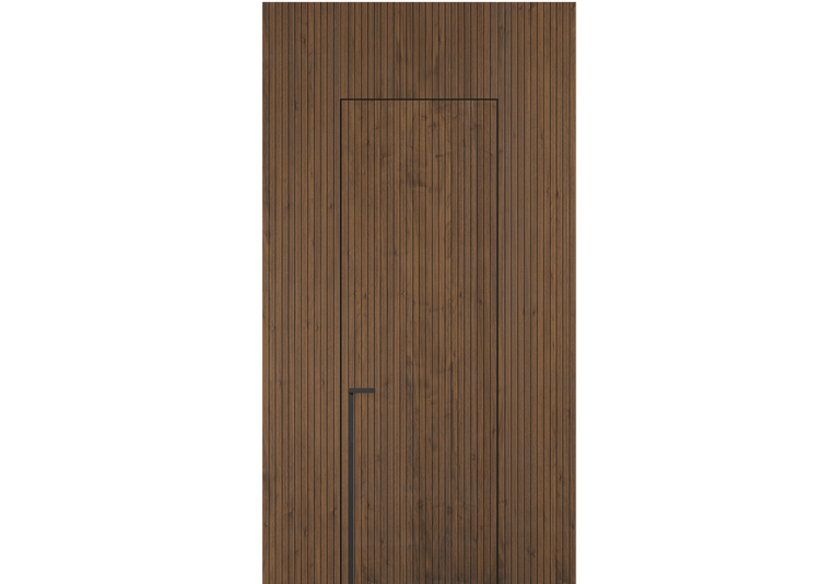 Панели для отделки стен Стеновая панель Фрезерованные Орех медный матовый. Цвет Орех медный матовый. Материал Шпон НатурВуд. Коллекция Фрезерованные. Картинка.