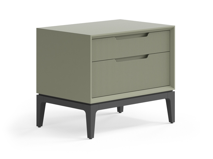 Мебель Тумба прикроватная Вельвет 2 ящика. Цвет Матовый оливковый тёмный. Материал Гладкая эмаль. Коллекция Тумба прикроватная Вельвет 2 ящика. Картинка.