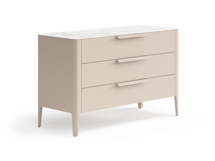 Мебель Комод Пьега 3 ящика. Цвет Матовый бисквитный. Материал Гладкая эмаль. Коллекция Комод Пьега 3 ящика. Картинка.