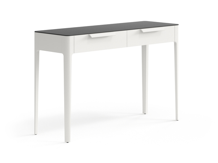 Мебель Консоль Пьега 2 ящика. Цвет Матовый тёплый серый. Материал Гладкая эмаль. Коллекция Консоль Пьега 2 ящика. Картинка.