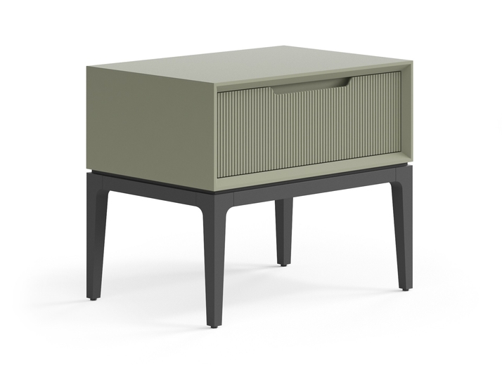Мебель Тумба прикроватная Вельвет 1 ящик. Цвет Матовый оливковый тёмный. Материал Гладкая эмаль. Коллекция Тумба прикроватная Вельвет 1 ящик. Картинка.