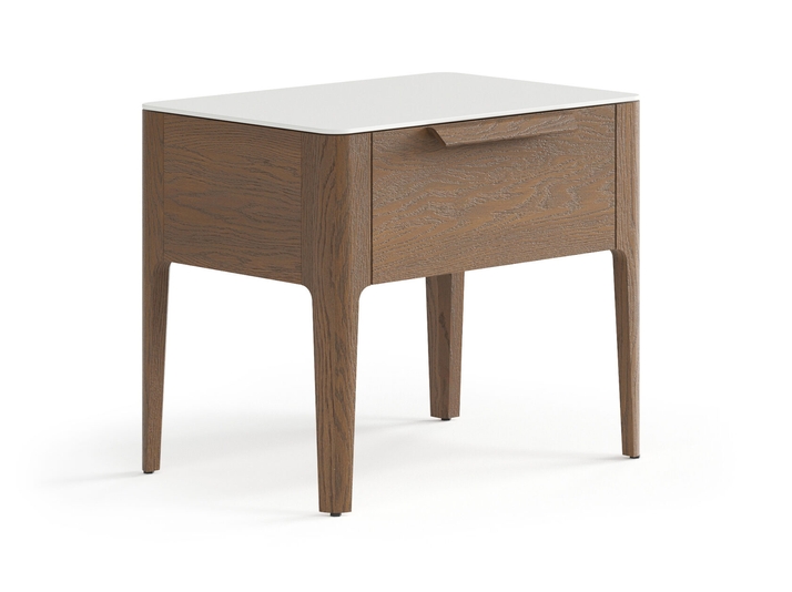 Мебель Тумба прикроватная Пьега 1 ящик. Цвет Дуб туманный матовый. Материал Массив дуба матовый. Коллекция Тумба прикроватная Пьега 1 ящик. Картинка.