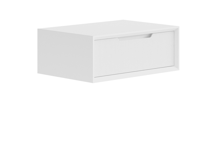 Мебель Тумба подвесная прикроватная Вельвет 1 ящик. Цвет Матовый белоснежный. Материал Гладкая эмаль. Коллекция Тумба подвесная прикроватная Вельвет 1 ящик. Картинка.