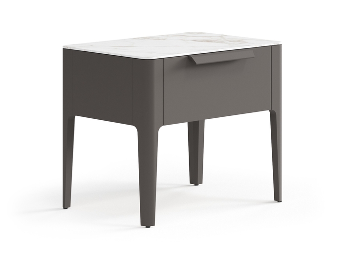 Мебель Тумба прикроватная Пьега 1 ящик. Цвет Матовый антрацит. Материал Гладкая эмаль. Коллекция Тумба прикроватная Пьега 1 ящик. Картинка.