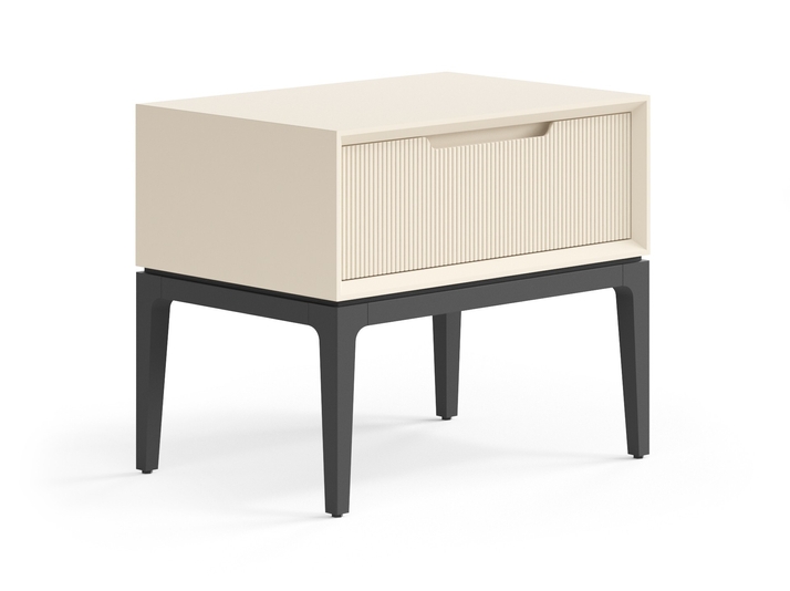 Мебель Тумба прикроватная Вельвет 1 ящик. Цвет Матовый светло-бежевый. Материал Гладкая эмаль. Коллекция Тумба прикроватная Вельвет 1 ящик. Картинка.