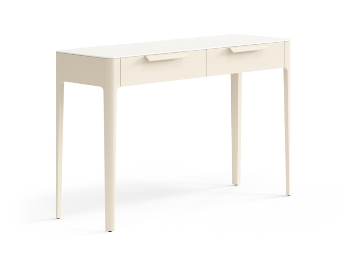 Мебель Консоль Пьега 2 ящика. Цвет Матовый светло-бежевый. Материал Гладкая эмаль. Коллекция Консоль Пьега 2 ящика. Картинка.