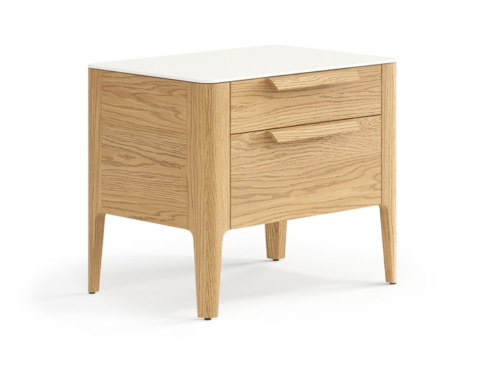 Мебель Тумба прикроватная Пьега 2 ящика. Цвет Дуб пшеничный матовый. Материал Массив дуба матовый. Коллекция Тумба прикроватная Пьега 2 ящика. Картинка.
