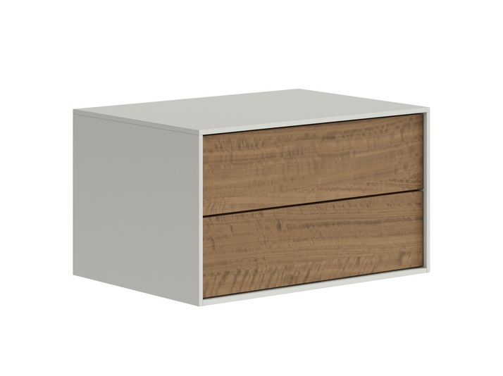 Мебель Тумба подвесная прикроватная Модуле 2 ящика. Цвет Матовый нейтральный серый. Материал Гладкая эмаль. Коллекция Тумба подвесная прикроватная Модуле 2 ящика. Картинка.