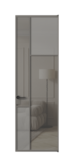 Дверь межкомнатная АЛПЛ041.11 АКЛС Серый сатин матовое + Серый прозрачное. Цвет Алюминий классический серый. Материал Алюминий в эмали. Коллекция Mosaic. Картинка.