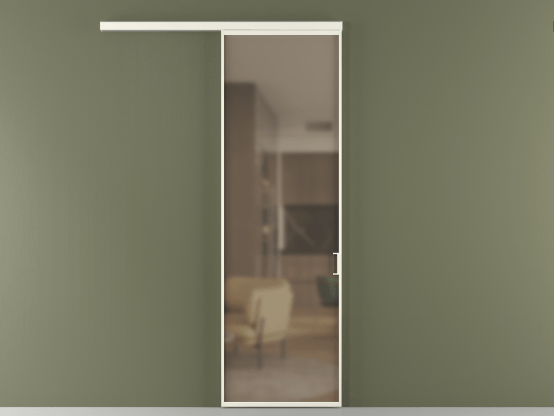 Алюминевая перегородка АЛПР 040.01_АЖМ_Бронза сатин триплекс_new. Цвет Алюминий жемчужный. Материал Алюминий в эмали. Коллекция Перегородка Формато вдоль стены 1 створка. Картинка.